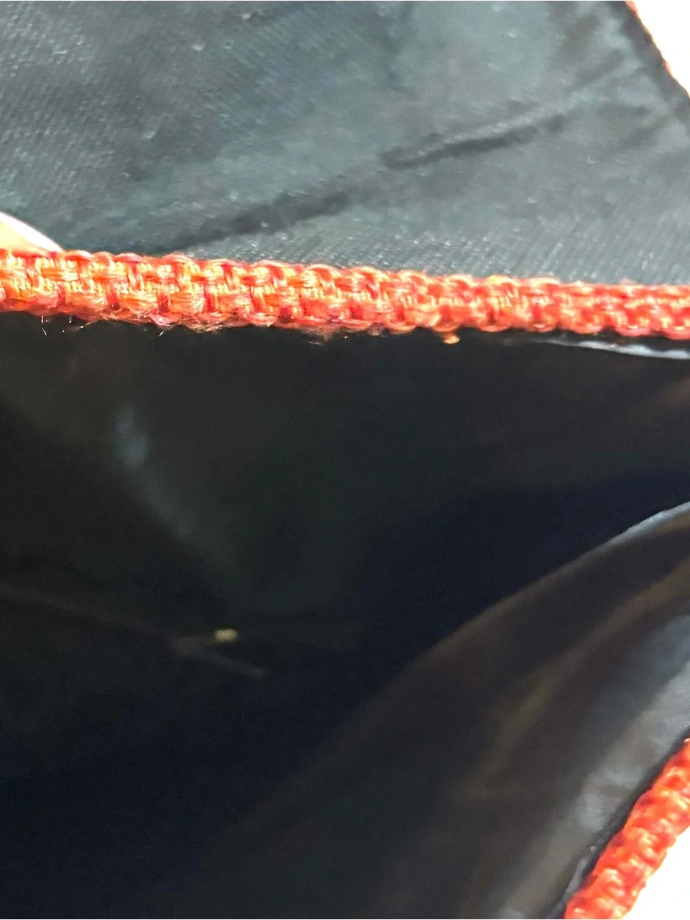 Handwoven Orange Crossbody Bag with Beaded Accent